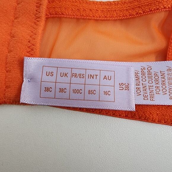 Savage X Fenty Sharp Satin Bra Spicy‎ Orange Size 38C - Picture 10 of 12